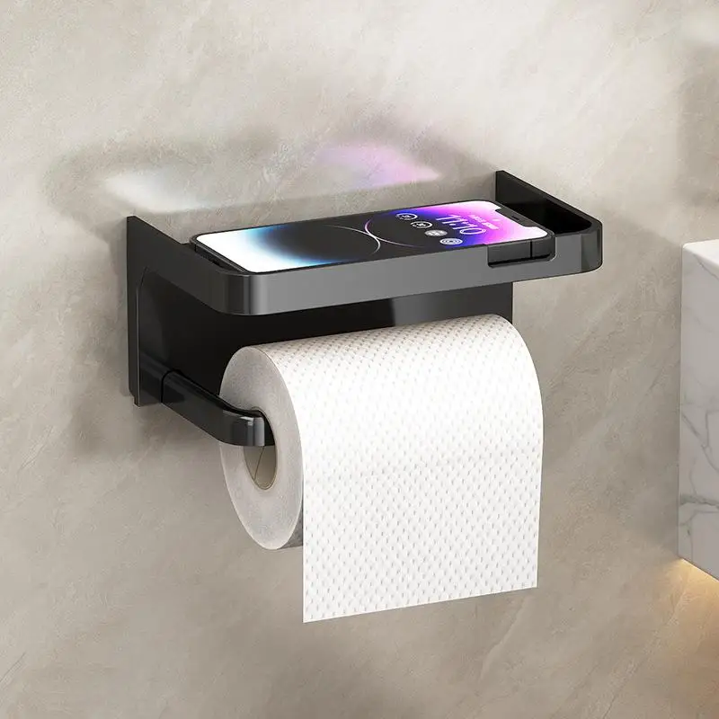 Bathroom Wall Roll Of Paper Phone Storage Toilet Paper Holder Plastic Storage Rack Kitchen Towel Placement Of Seasoning Bottles view 3