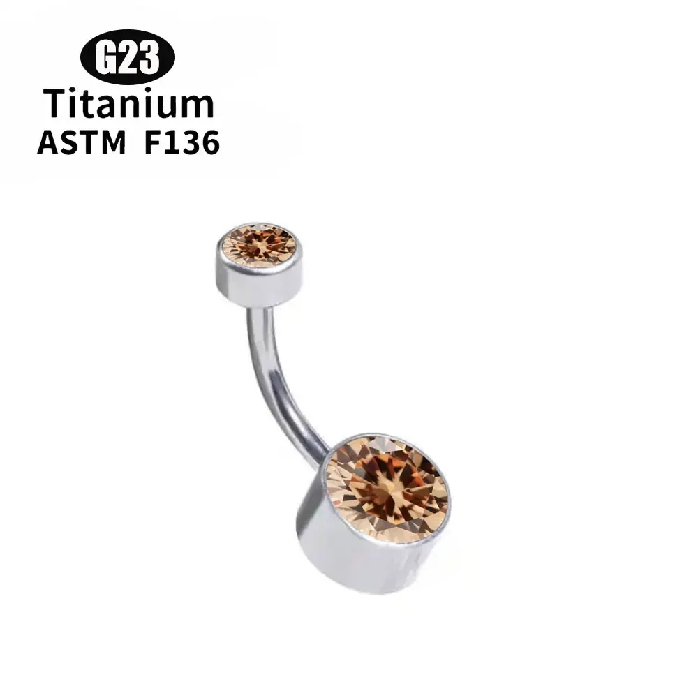 Women's G23 Titanium Round Zircon Belly Button Ring