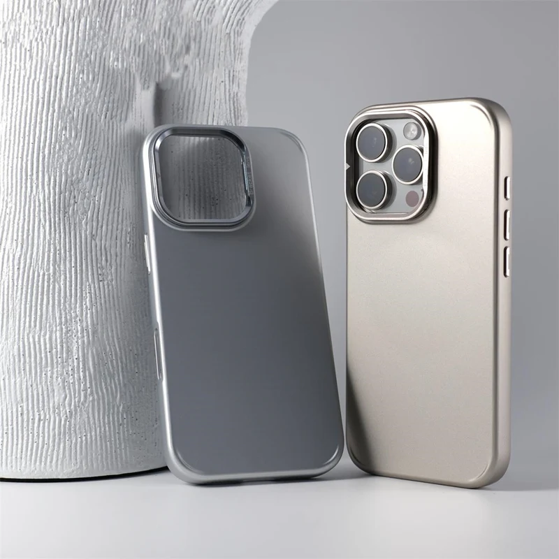 Metal Lens Kickstand Holder for MagSafe Phone Case for iPhone 17 Pro 16 15 pro max 14 13 Solid Color Wireless Charging PC Cover