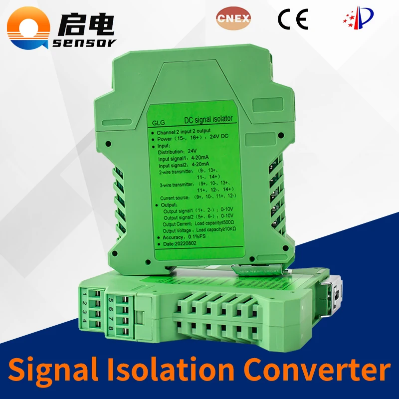 DC Signal Transmitter 4-20 Analog Signal Isolator Converter DC24V 4-20mA to 0-10v Isolator Distribution Signal Splitter