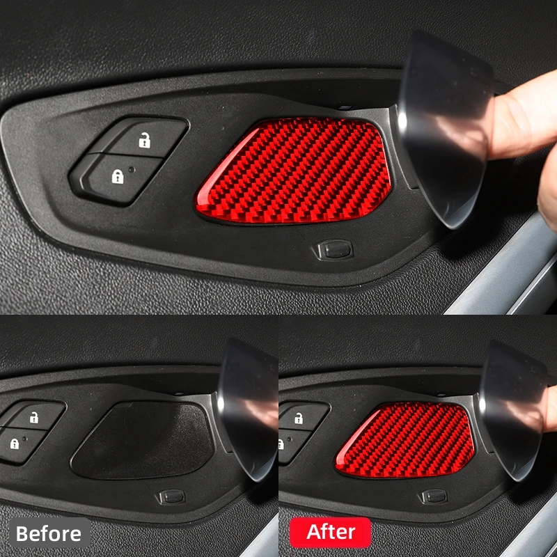 For Chevrolet Camaro 2017-2022 Car Accessories Carbon Fiber Interior Auto Inner Door Bowl Decorative Sticker Trim Cover Frame view 4