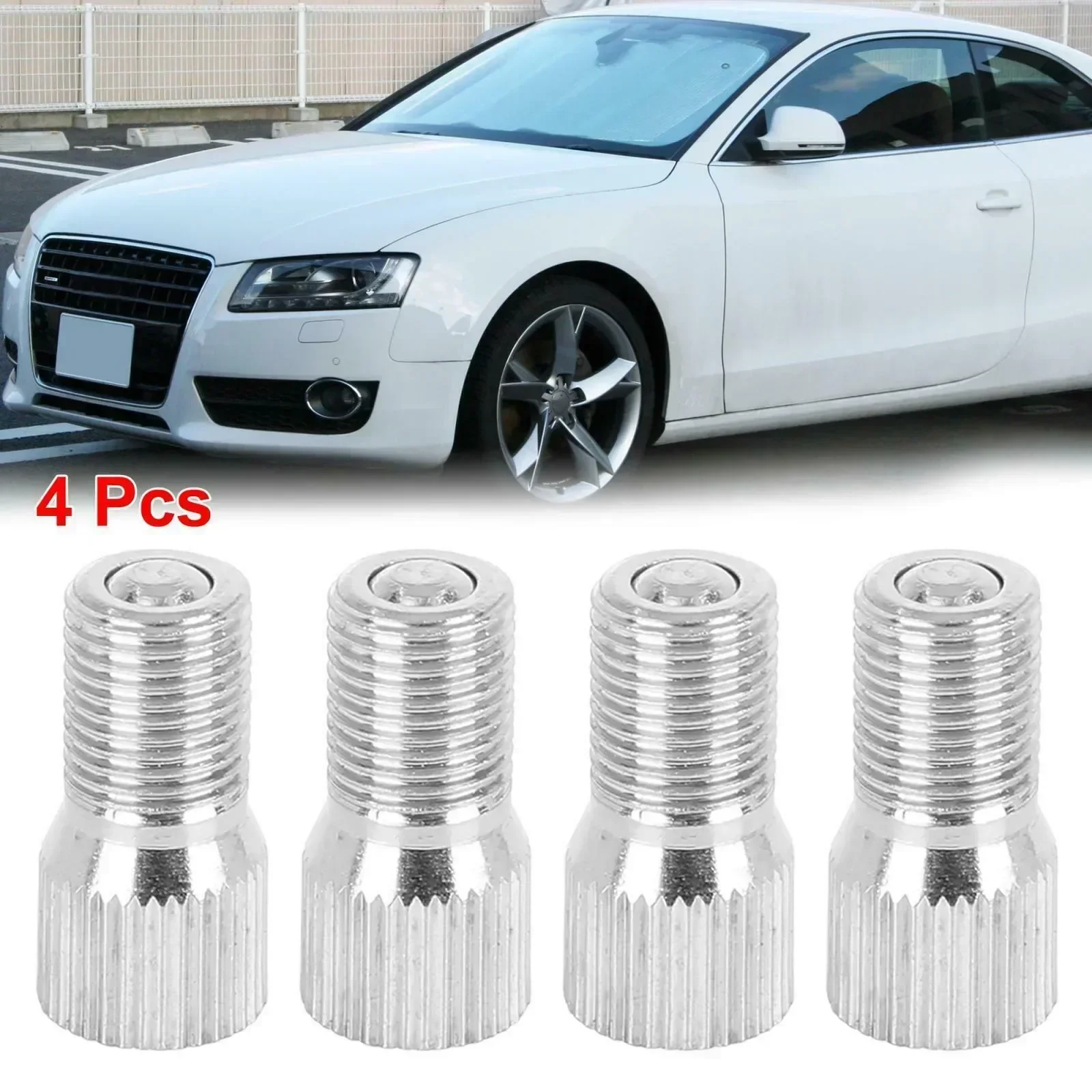 4pcs 19mm Chrome Tyre Wheel Valve Stem Cap Extension Extender For Car Truck 0.74''x0.35'' Car Accessories Tools