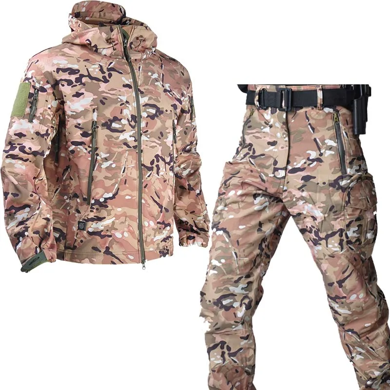 Fleece Tactical Jackets Hiking Jacket Windbreaker Combat Uniform Hunting Clothes Camo Jacket Man Pants Men Clothing