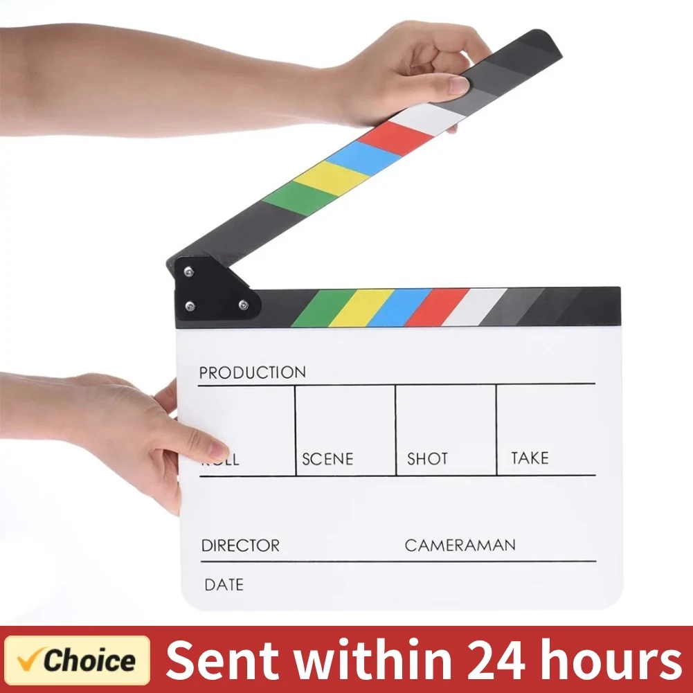 Acrylic Colorful Clapperboard Clapper Board Dry Erase Director Cut TV Movie Film Action Slate Clap Handmade Cut Prop