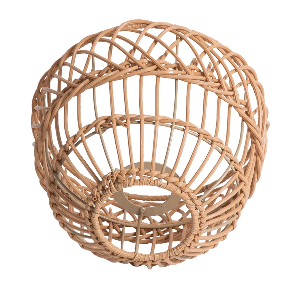 

PP Iron Material Imitation Rattan Woven Lampshade Rustic Pendant Light Shade Chandelier Lamp Cover Versatile Home Decor Reusable