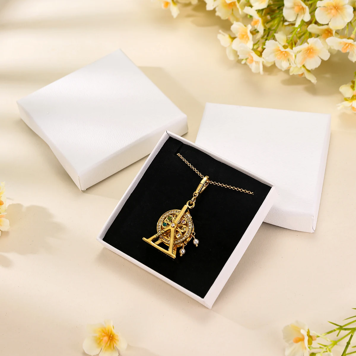 1Pc Fashion Zircon Pearl Ferris Wheel Windmill Pendant Necklace Women Luxury Party Jewelry Keychain Pendant Halloween Gifts