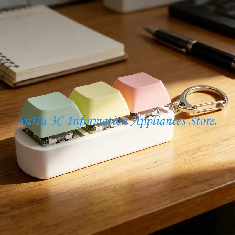 Portable 3 Blue Switches Keyboards Tester Keychains Attachment for Mobile Anxiety Relief Clicking Toy