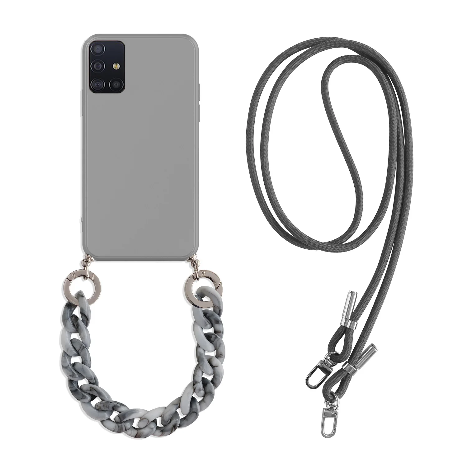 Crossbody Lanyard Necklace Marble Chain Silicone Case for Samsung Galaxy A11 A21 A21S A31 A41 A51 A71 A81 A91 Wrist Strap Cover