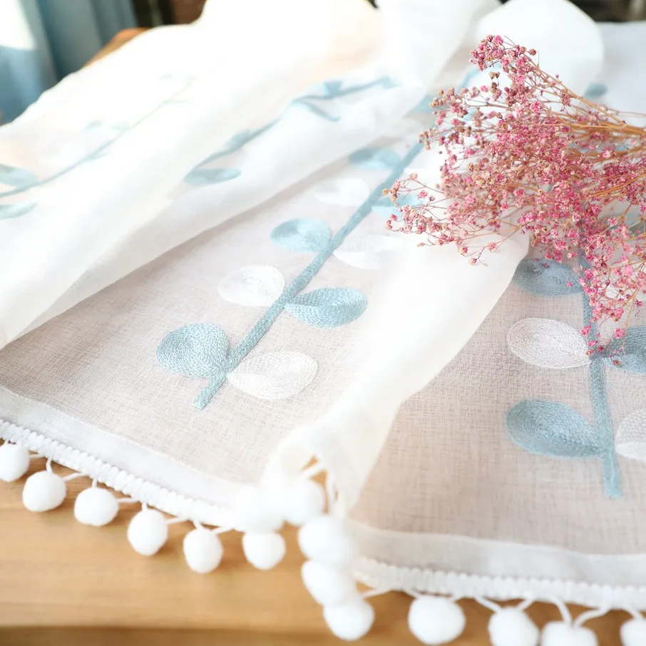 White Lace Sheer Valance Curtain,Rustic Rod Pocket Valance, Farmhouse Window Treatment for Kitchen Bedroom Bathroom Decor