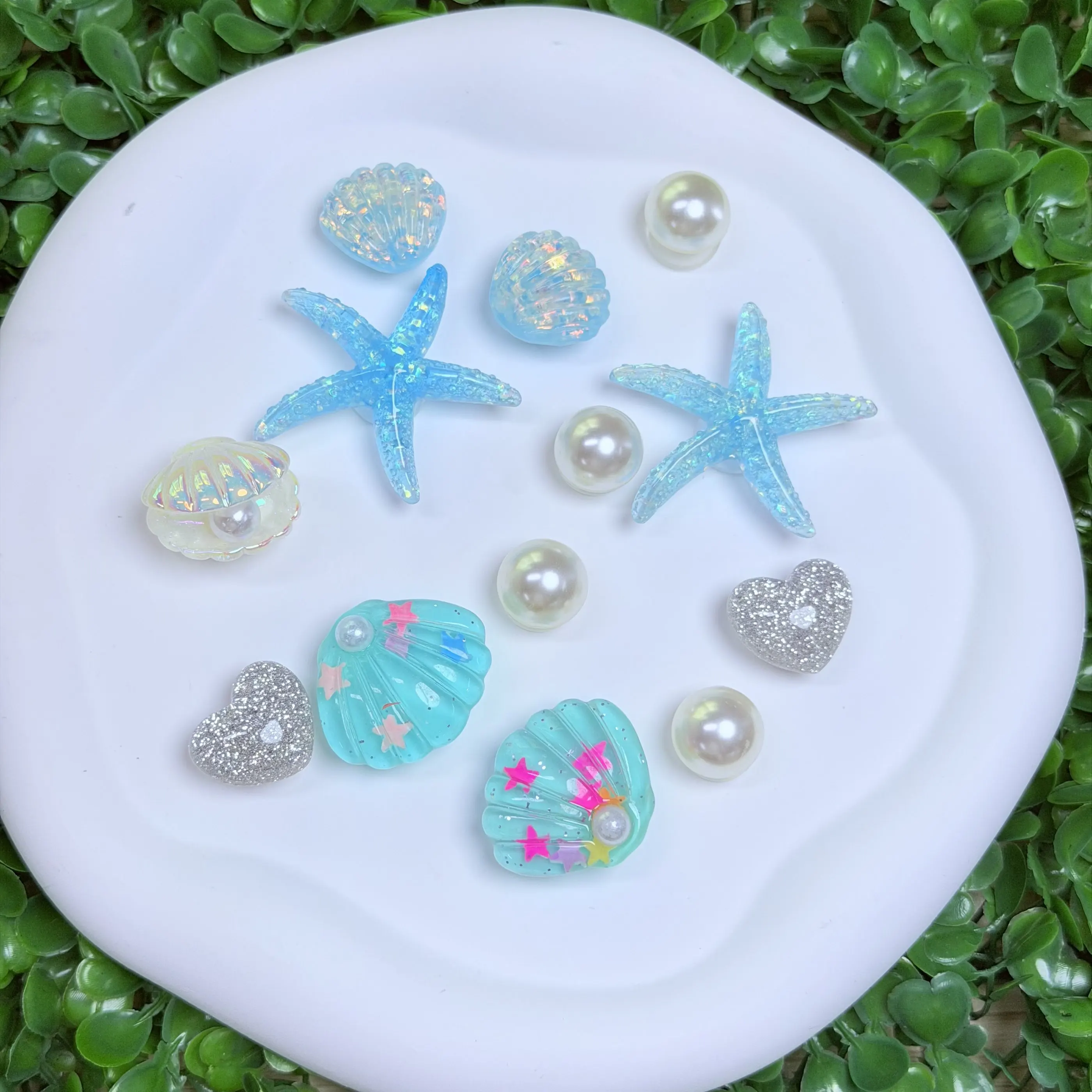 13-50Pcs Starfish Love Shell Shining Sandals Slippers Shoes Charms Accessories Clogs Women DIY Garden Shoe Buckle Fit Party Gift