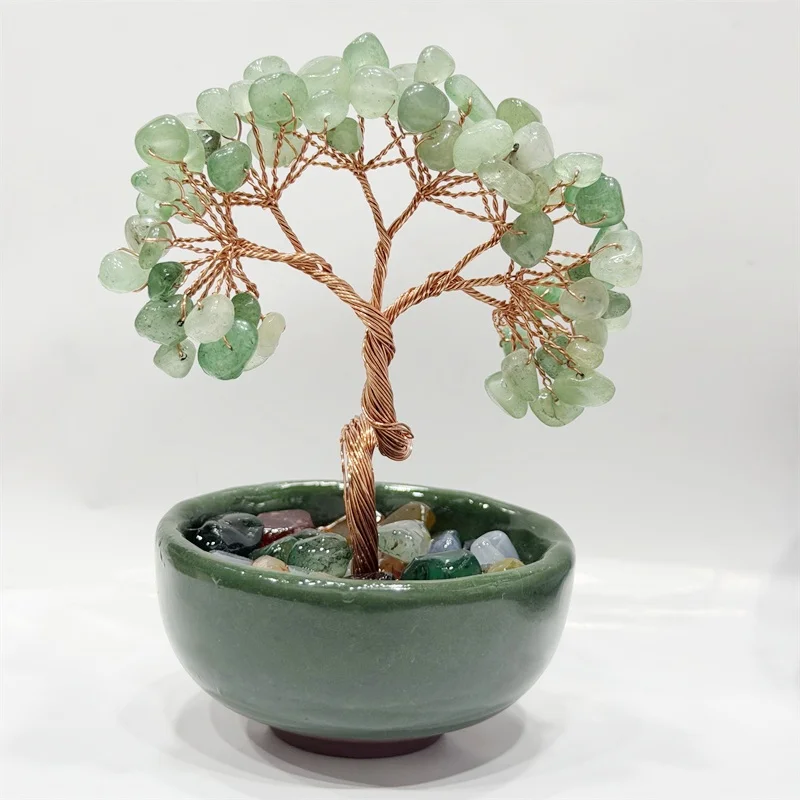 Arbres à Argent en Aventurine Verte, Pierres Naturelles, Cristaux de Guérison, Artisanat en Pierres Précieuses, Décoration Feng Shui pour la Maison, Cadeaux Porte-Bonheur