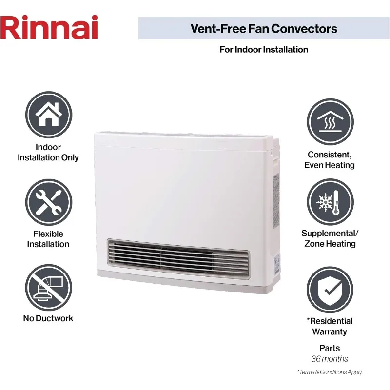 Rinnai FC824P Ventless Propane Heater, Energy-Efficient Space Heater with Programmable Thermostat