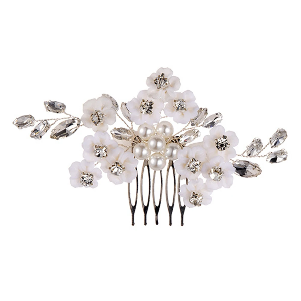 

Pearl Rhinestone Hair Comb Elegant Bride Accessories Wedding Combs Durable Long Pearl Hair Extensions For Bridal Prom Evening