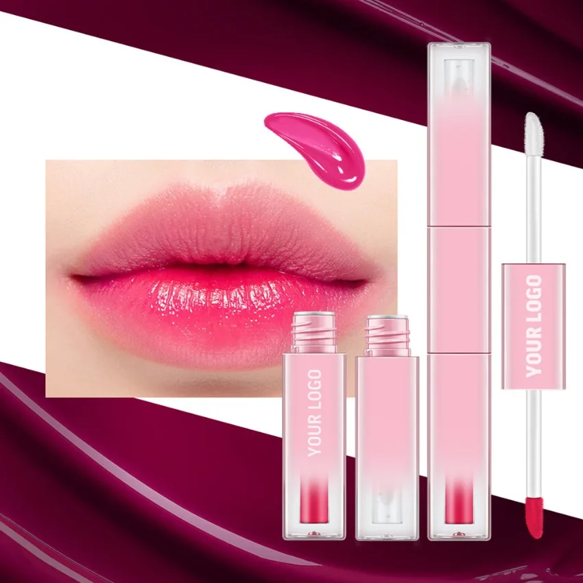 

Private Label 2in1 Double-ended Lip Gloss Pigment Long Lasting Non-stick Moisturizer Mirror Custom Logo Makeup Bulk Cruelty Free