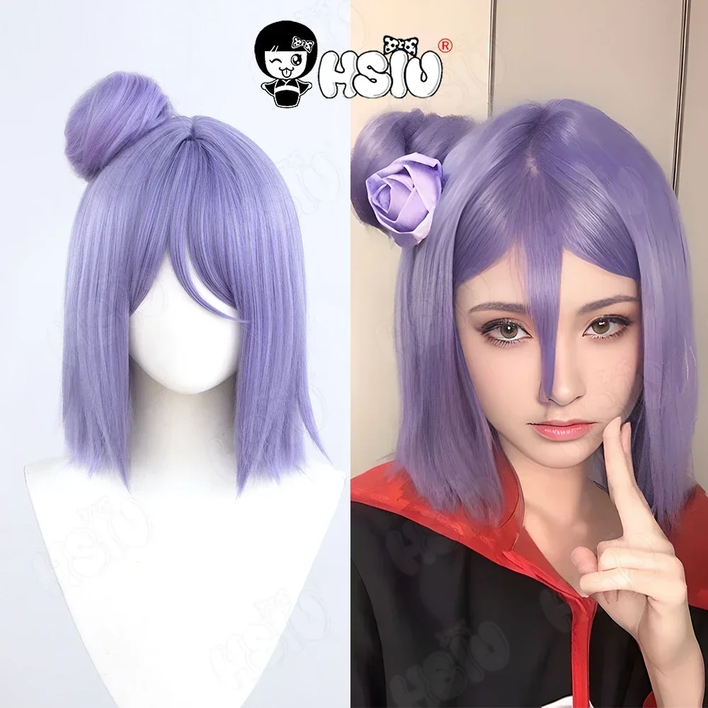 2025 할로윈 HSIU-페루케 코스프레 합성 보라색, 짧은 머리, 내열도, 보닛, 애니메이션, 코난, 40cm
