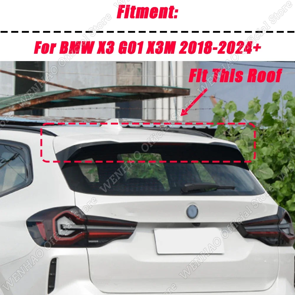 For BMW X3 G01 X3M 2018-2024+ High Performance Car Rear Trunk Roof Fixed Wind Spoiler Wing Tail Body Kits Decoration Tuning