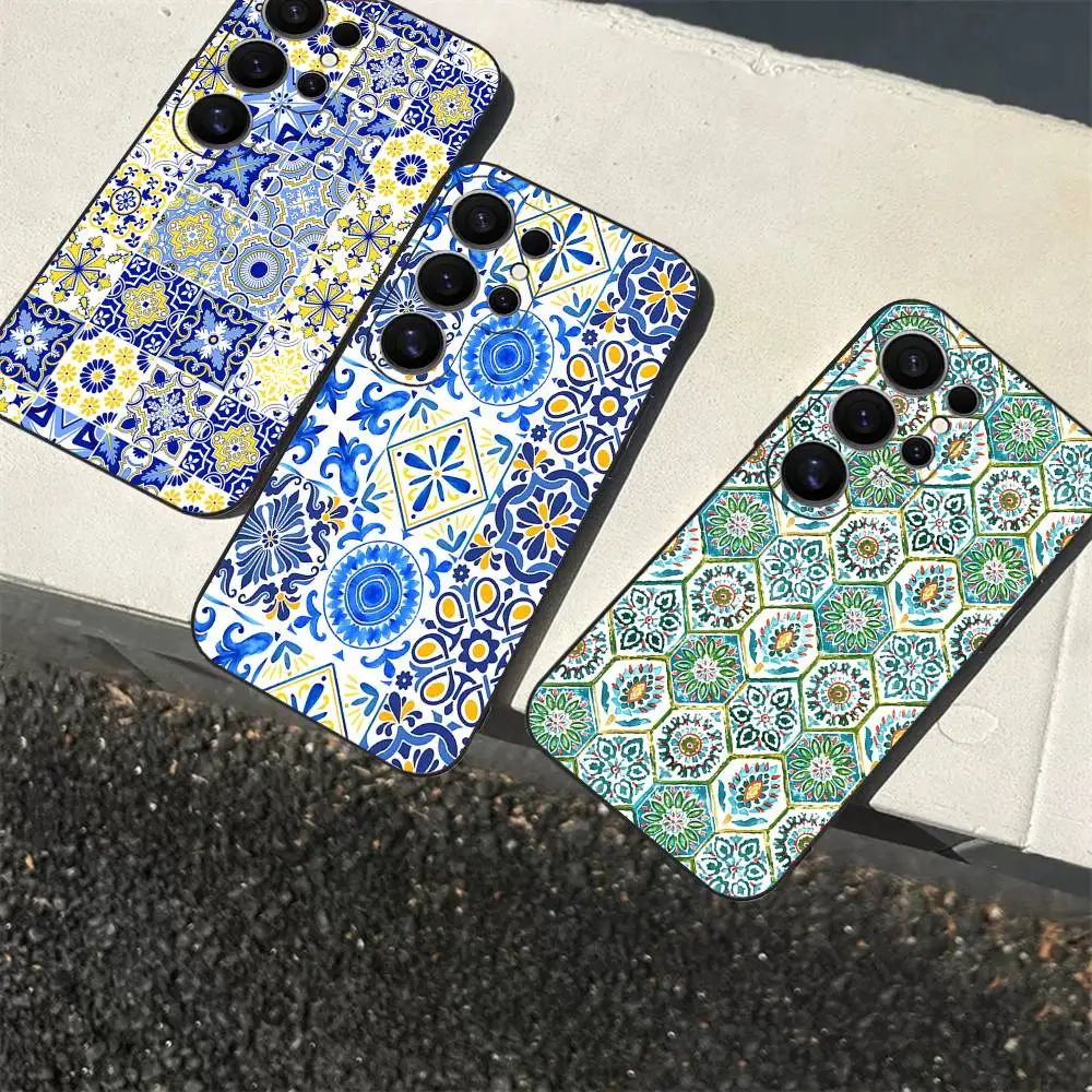Moroccan Tile Phone Case For Samsung S 24 fe 25 Ultra plus 20 lite 21 30 22 23 24 22 Ultra 5G Fundas