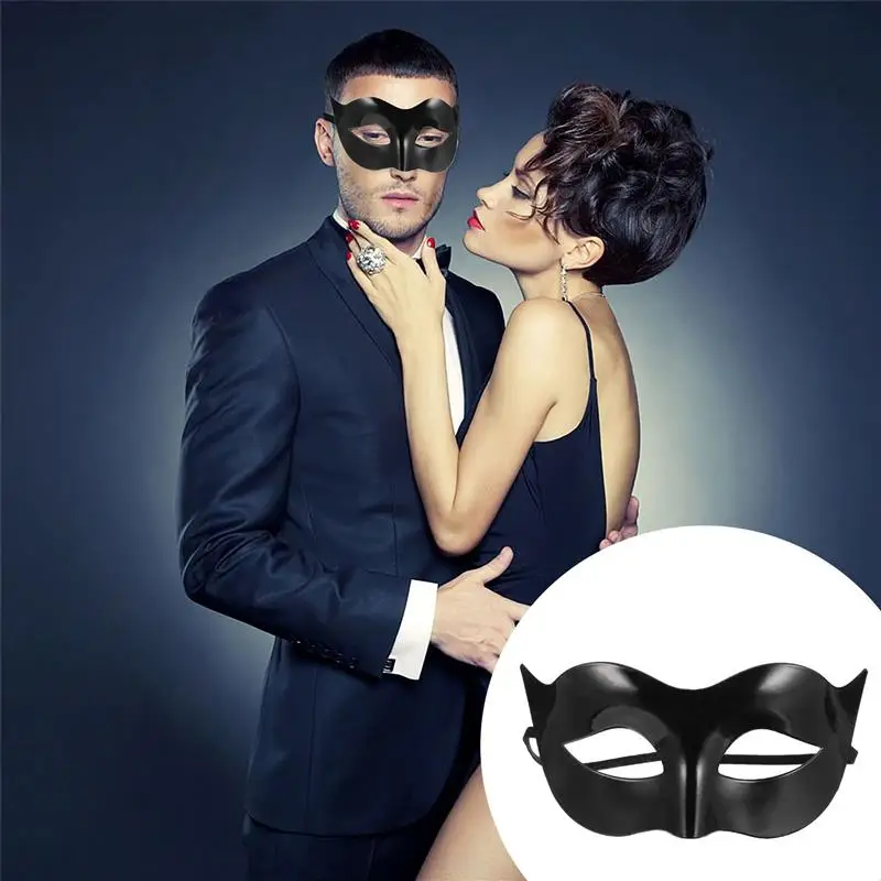 WINOMO Men Women Masquerade Costume Venetian Masquerade Mask Villain Eye Mask (Black)