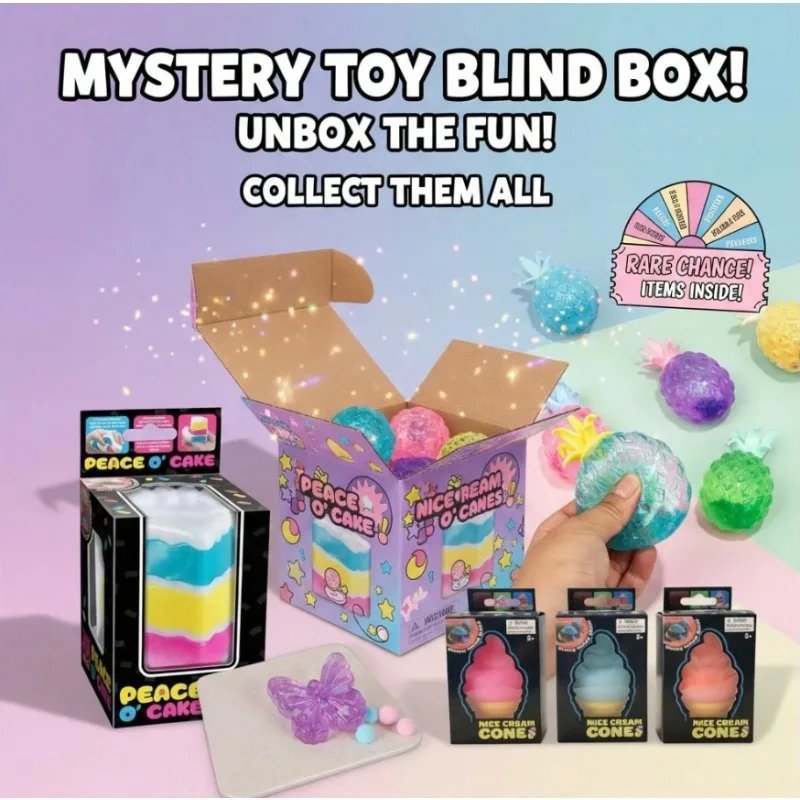 

Mystery Blind Box Squishy Set – 3 Independent Random Draws Per Order, Cute Fruit & Dessert Collectible Surprise Toys