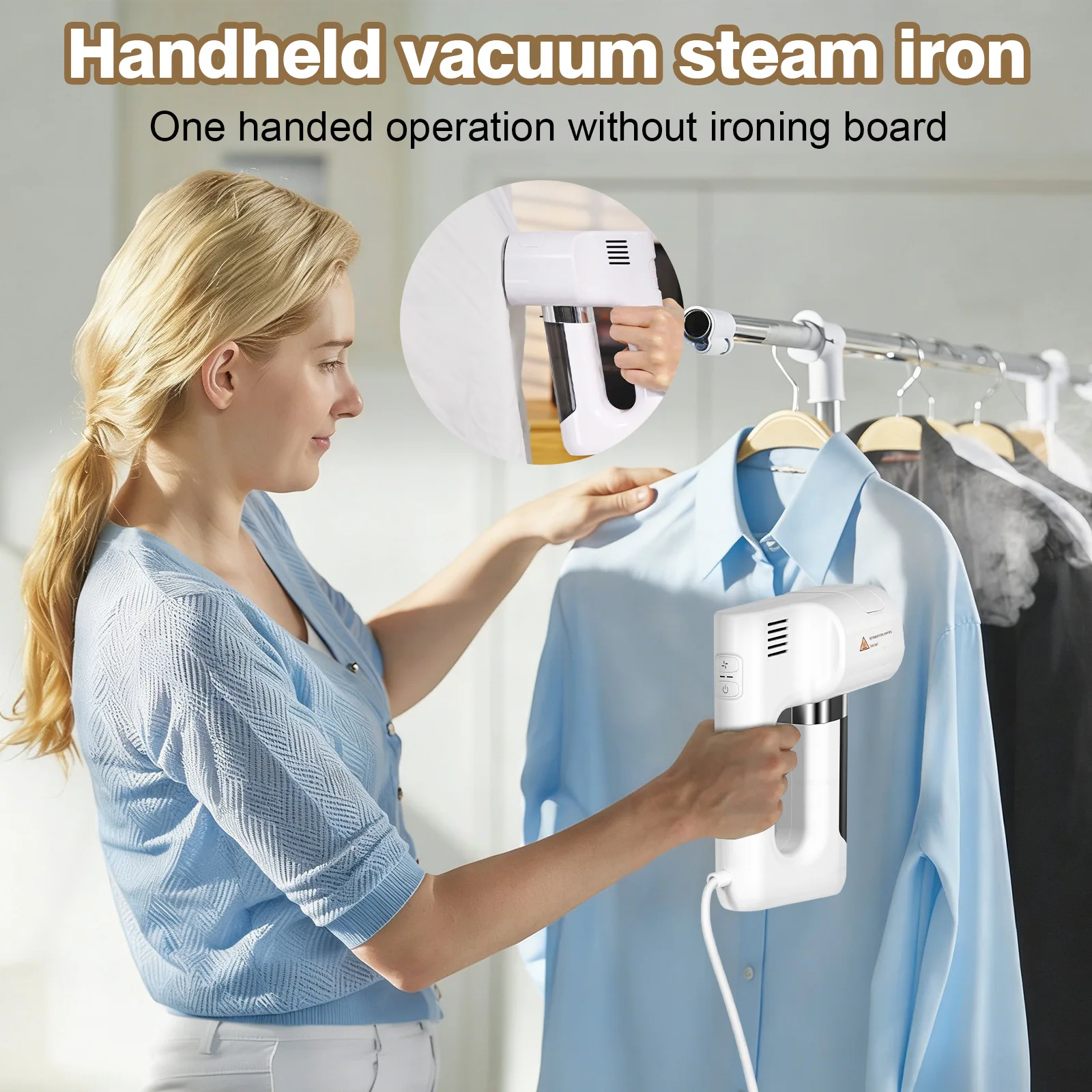 Adsorption type ironing machine - Compact handheld household two-speed suction iron with both dry and wet steam function