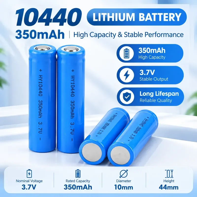 100PCS 10440 Lithium Battery 3.7V Cylindrical 320mAh Rechargeable Power Cell
