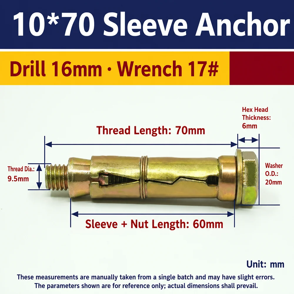 1Pcs M6-M12 Expansion Bolts Carbon Steel Fully Threaded Concrete Wedge Expansion Anchor Hex Bolt Heavy Duty