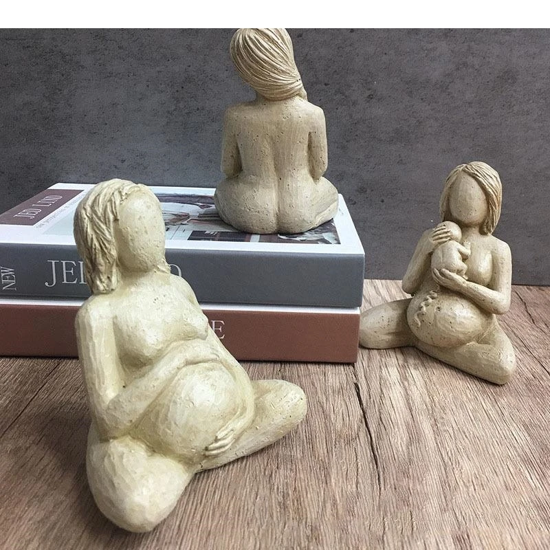 Pregnant Woman Retro Character Resins Statue Desk Decoration Women Sculpture Ornaments Decor Figurine Statuette