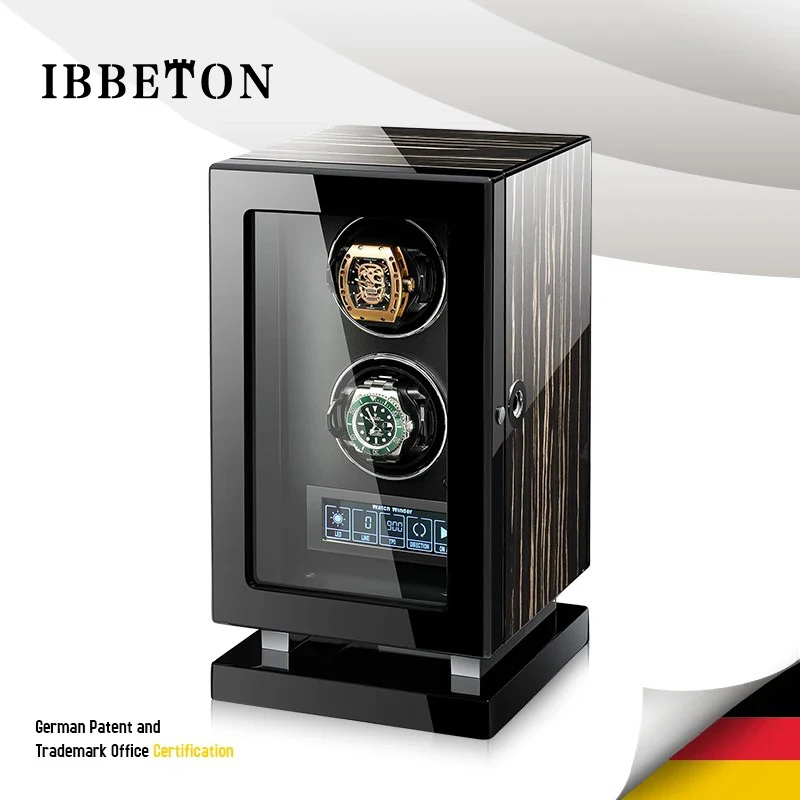 Patentontwerp Luxe pianolak 12 slots LCD-touchscreen LED-licht Automatische opwinder Horlogedoos met vingerafdrukslotlicht