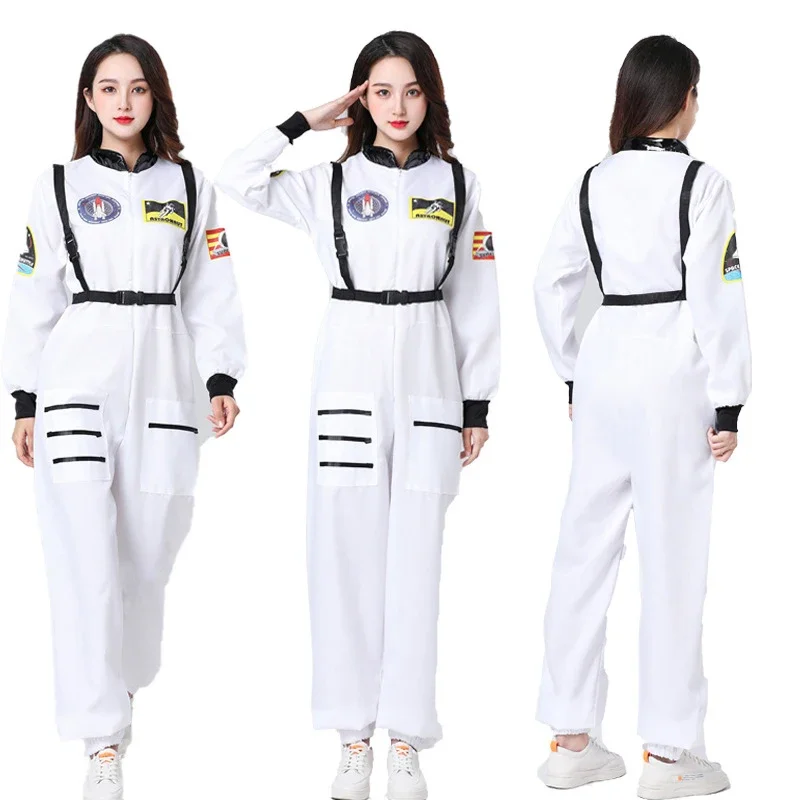 Adult Children Astronaut Costume Unisex Silver Spaceman Suit Men Women Space Role Play Fancy Dress Up Family Party Birthday @0Z*