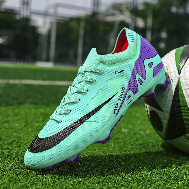 

New Men Football Boots Ultralight Grass Sneakers Cleats Breathable Soccer Shoes Match Indoor Long Spikes Training Drop Shipping