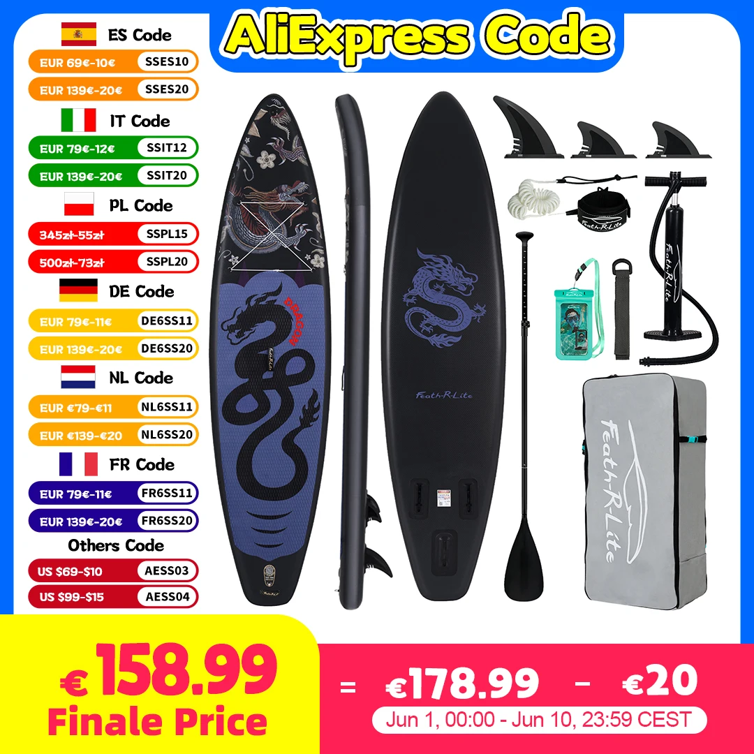 Feath-R-Lite-Planche de Surf Gonflable, 11 Pouces, avec Accessoires