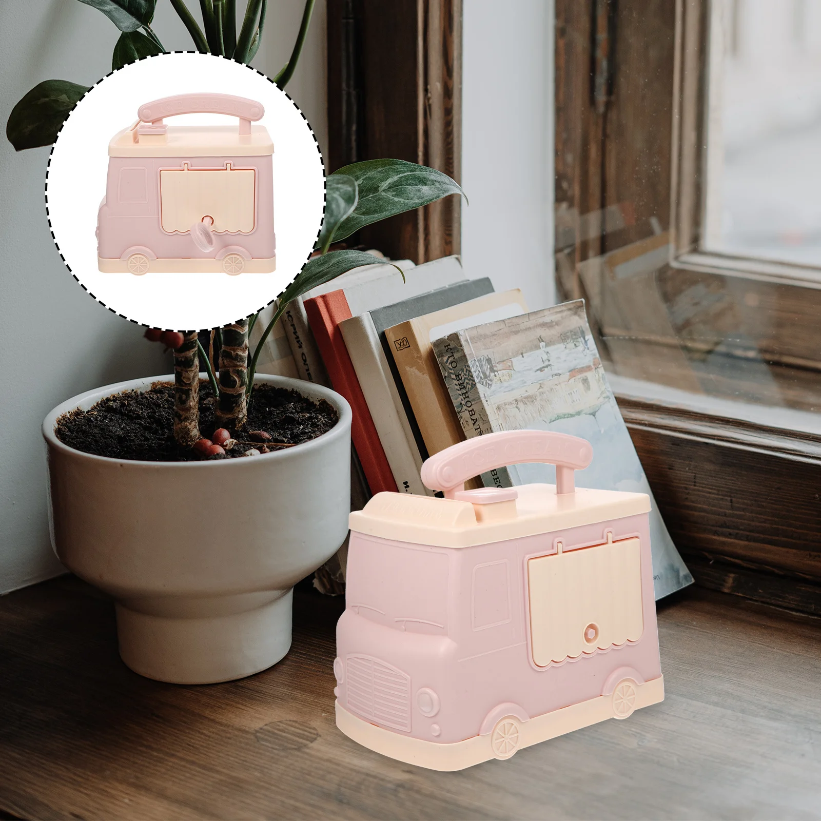 Adorável cofrinho de carro para crianças seguro inquebrável pote de dinheiro adorável pote de poupança de moedas bonito acessório decorativo de mesa