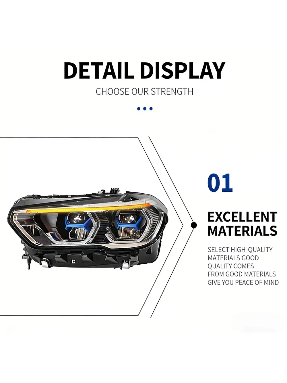 For X5 X6 Headlight Assembly Retrofit with LED Daytime Running Lights and Sequential Turn Signals 12V New Headlights