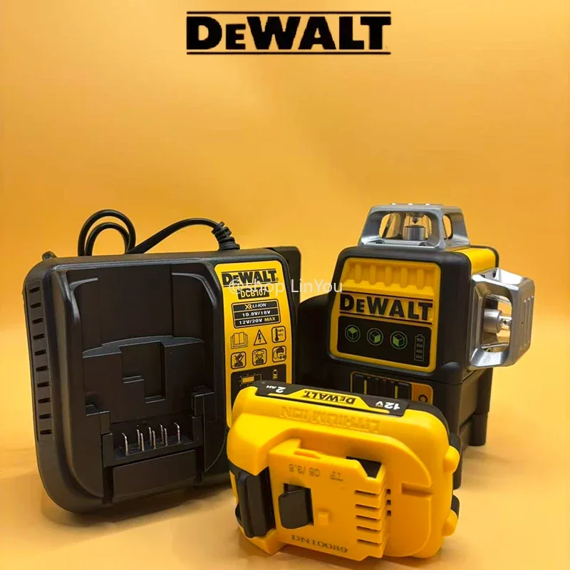 

Лазерный нивелир DEWALT DW089LG 3-сторонний 360-градусный вертикальный с 12-линейным зеленым лучом и литиевой батареей 12В для горизонтального измерения уровня