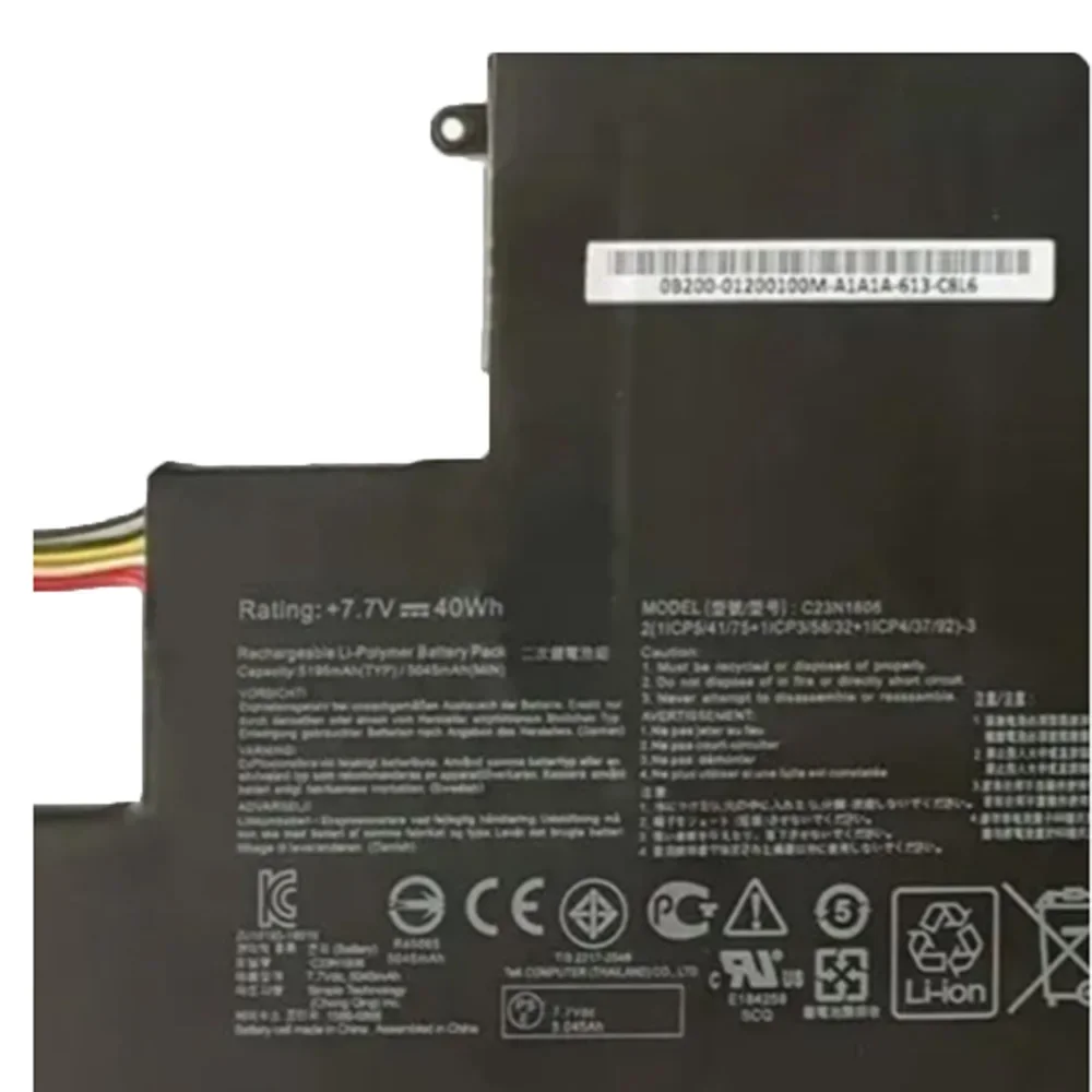 Imagem -04 - Bateria Original do Portátil C23n1606 7.7v 40wh para Asus Zenbook Ux390 Ux390ua Ux390uak Ux390ua1a Ux390ua1a C23pqch