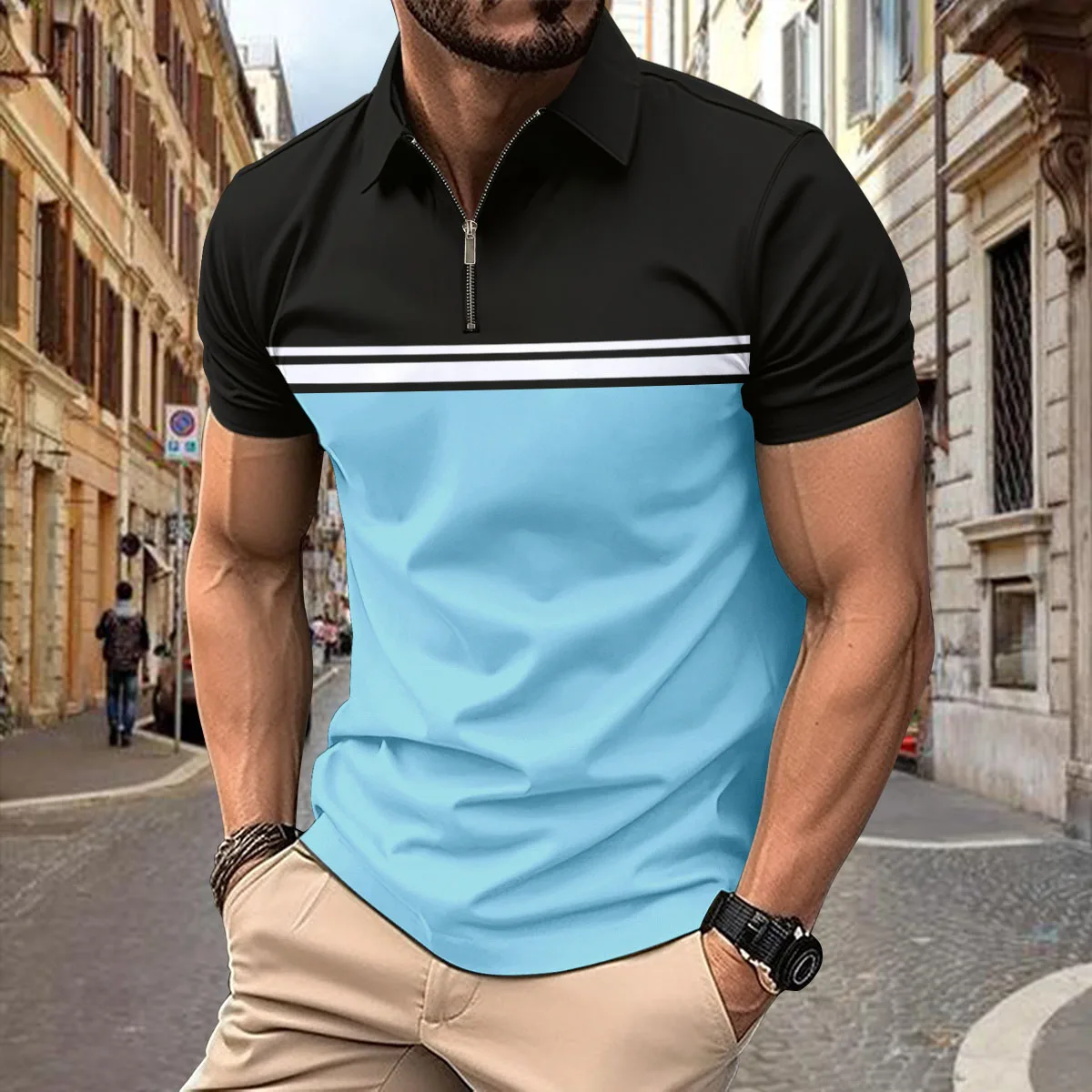 

Summer new men's short-sleeved cotton casual men's T-shirt V-neck shirt Men's breathable Polo shirt S-3XL