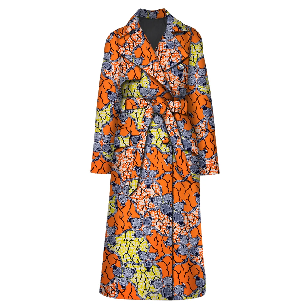 المرأة الأفريقية بلايز الربيع والخريف كم كامل التلبيب معطف واقٍ من المطر طويل للنساء الأفريقية طباعة سترة واقية سترة WY6058 #2