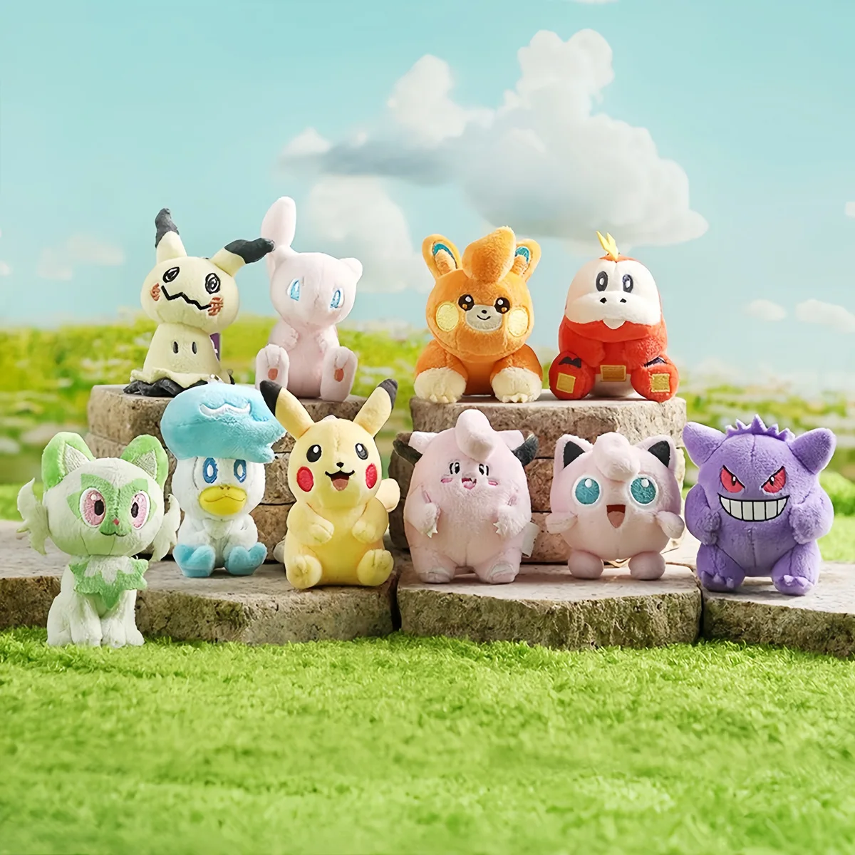Original pokemon chaveiro brinquedo de pelúcia mini clefairy jigglypuff sprigatito quaxly plushies recheado anime pingentes mochila presentes