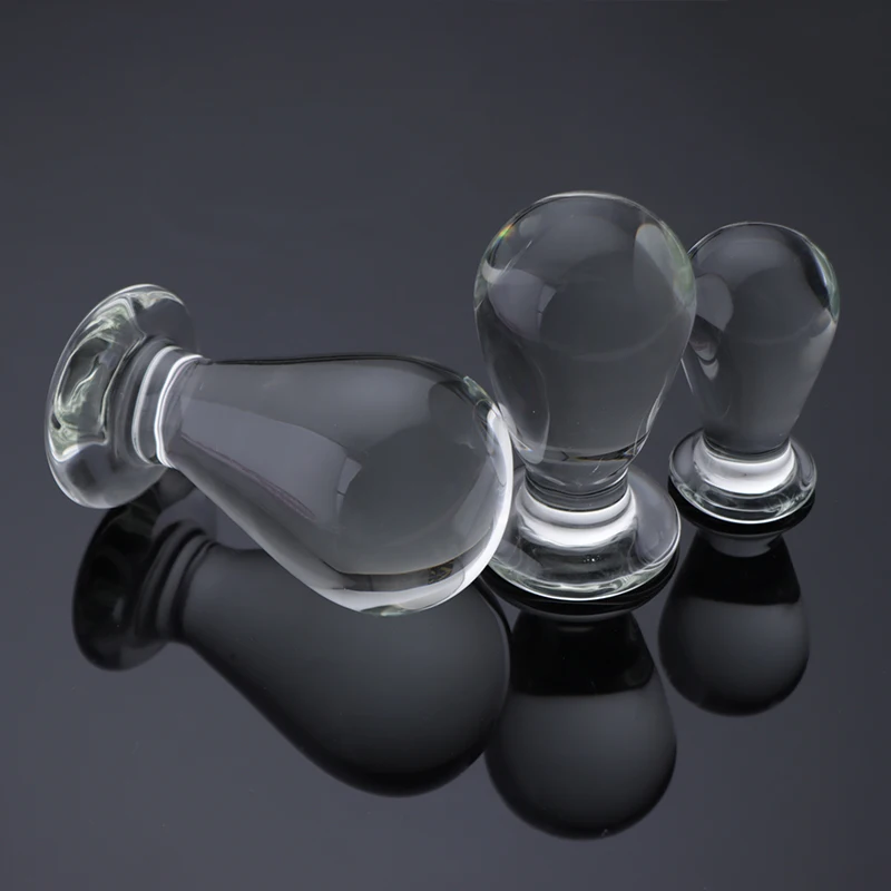 3 Size Butt Plug Bulb Shape Smooth Glass Anal Plug Dildo Vaginal Massager Anal Dilator Prostate Massager Sex Toys For Men Women