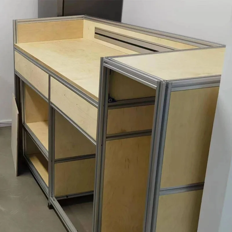 Aluminum Profile Bar Counter for Tea Shop Coffee Shop Office Reception Lounge Bar Leisure Area Marine Board Cashier Counter