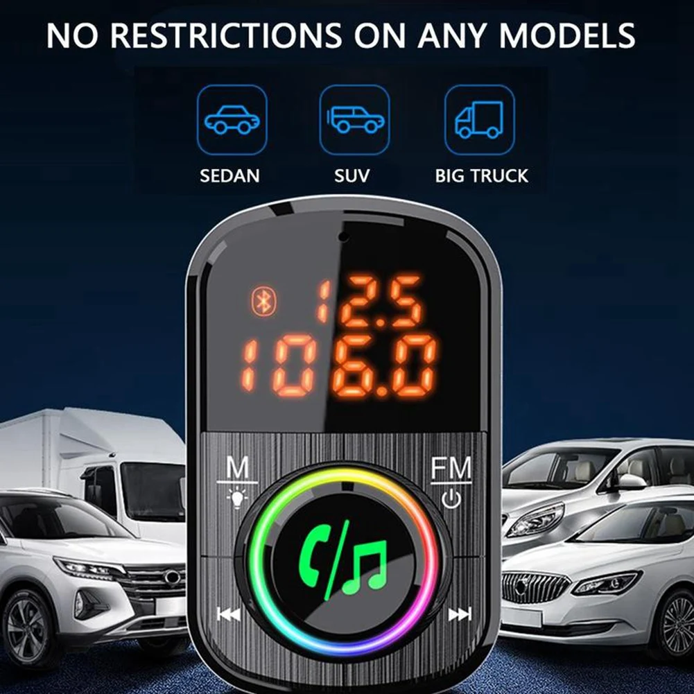 

A13F-BC71 Car Bluetooth 5.0 FM Transmitter QC3.0 Fast Charge PD Car Charger MP3 Player Adapter With Ambient Light 12V-24V