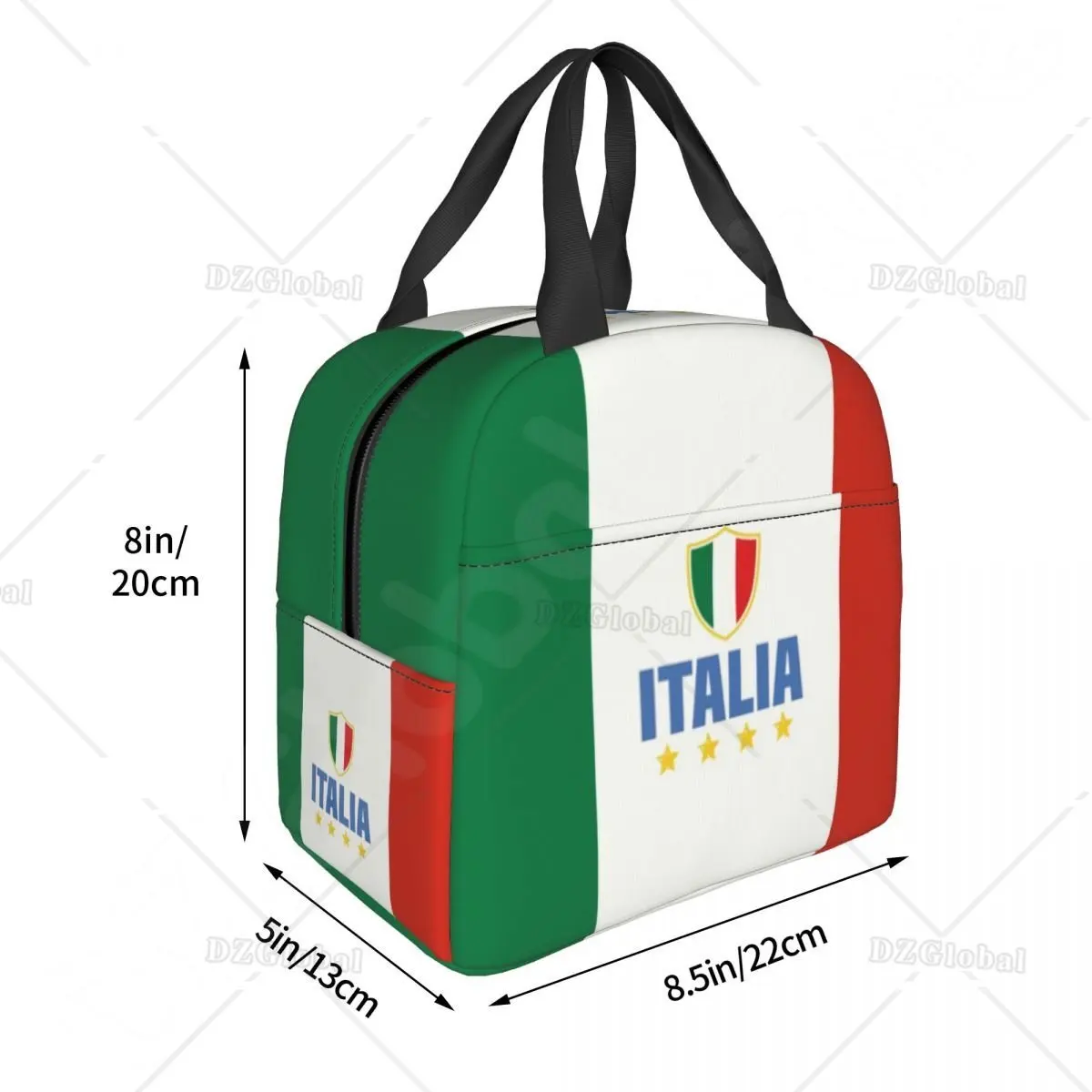 Flag of Italy Lunch Bag Women Italian Patriotic Resuable Cooler Thermal Insulated Lunch Box for Work School Picnic Food Bags