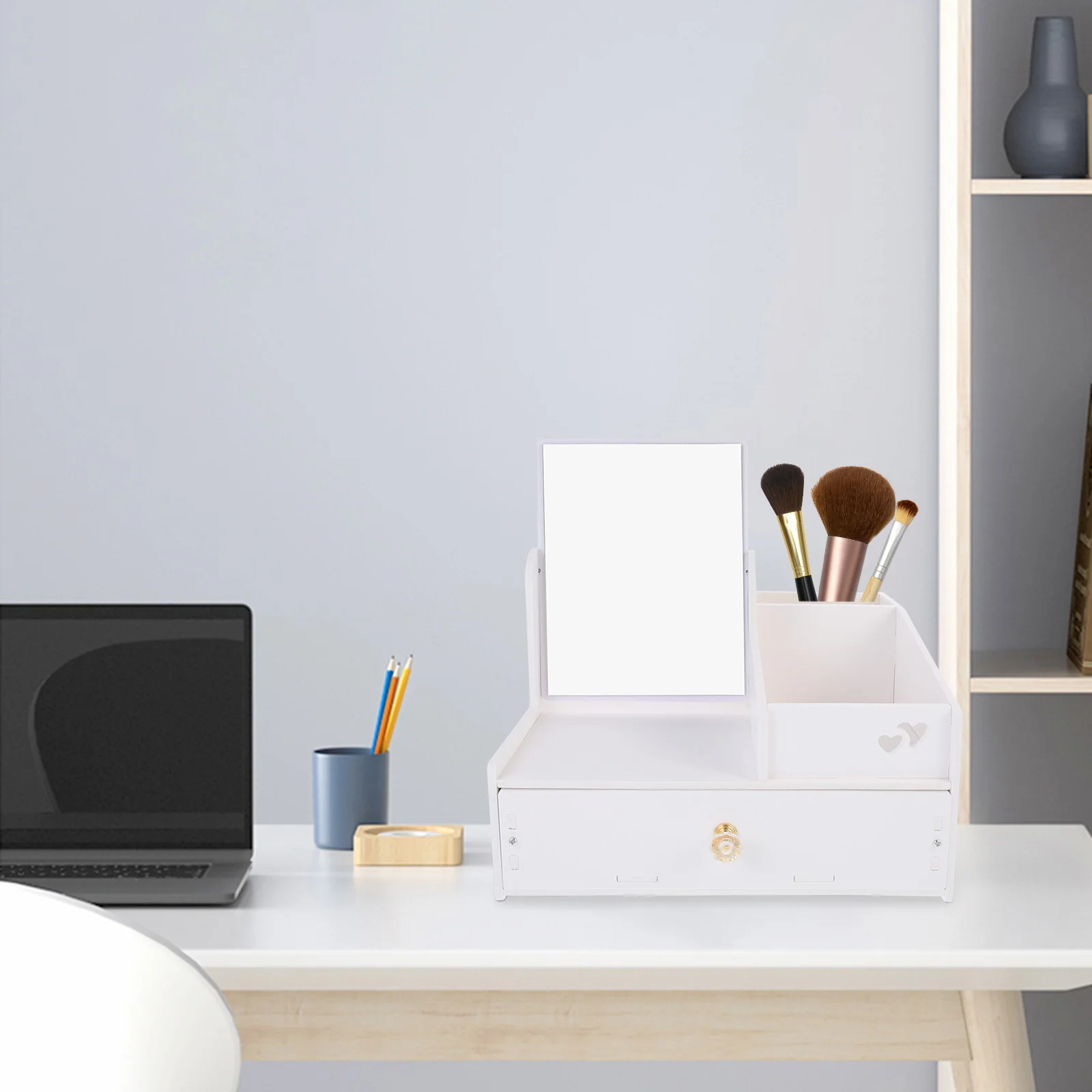 درج صندوق تخزين قسط PVC منظم مستحضرات التجميل سطح المكتب أشتات حامل مرآة مجوهرات حقيبة مستحضرات تجميل صندوق درج تخزين