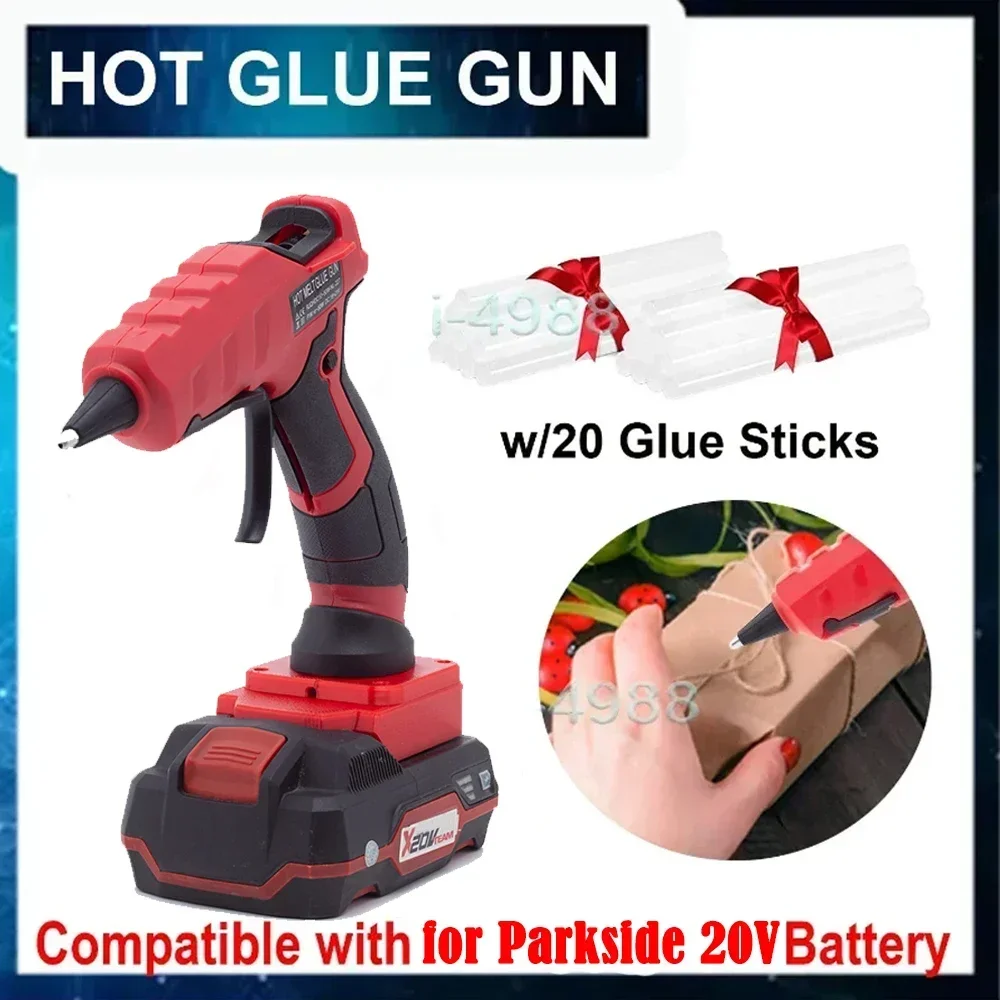 Cordless Hot Glue Gun for Lidl Parkside X20V  Lithium Battery Kit W/ 10Pcs Glue Sticks DIY Electric Heat Repair Tool