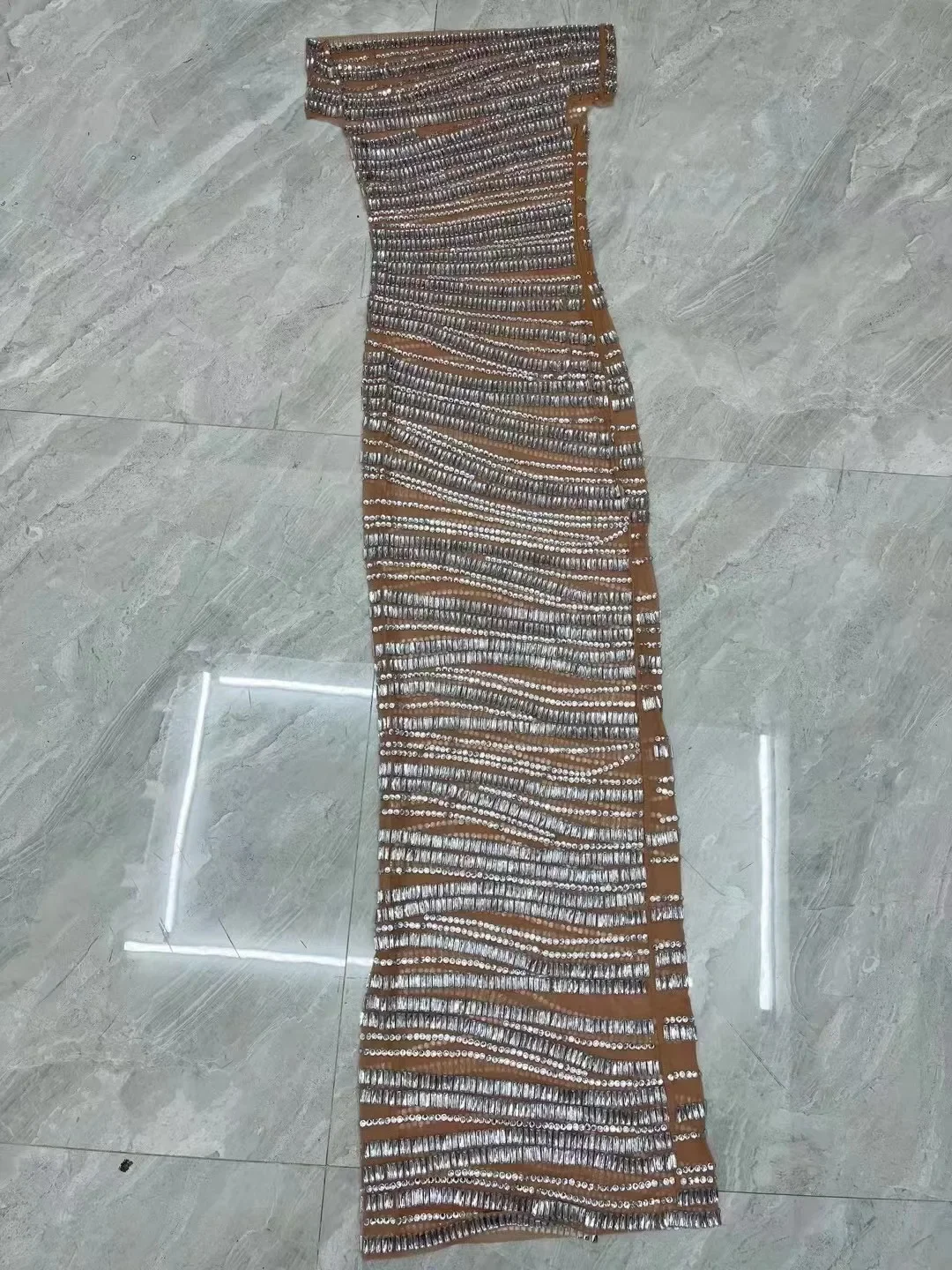 Birthday Dress Rhinestones Women Sexy Stage Off-shoulder See Through Evening Prom Celebrate Birthday Dress Photo Shoot Dress