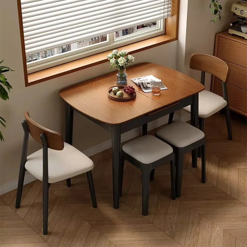 Luxury Simple Multi-functional Modern Small Wooden Dining Table Extendable Folding Dining Table For Apartment Dinning Room