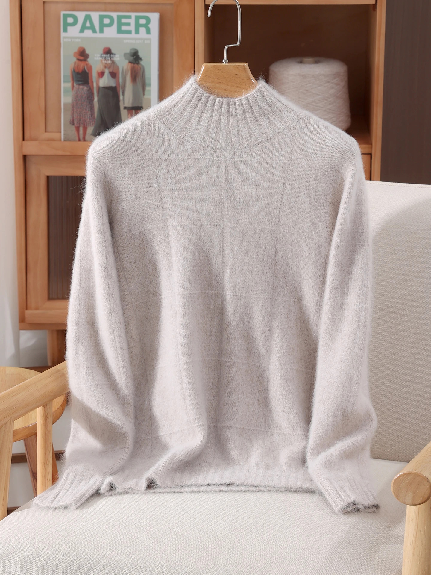 

New Autumn Winter High Neck Women 100% Mink Cashmere Sweater Casual Female Knit Pullover Shirt Fashion Woman Warm Pure Color Top