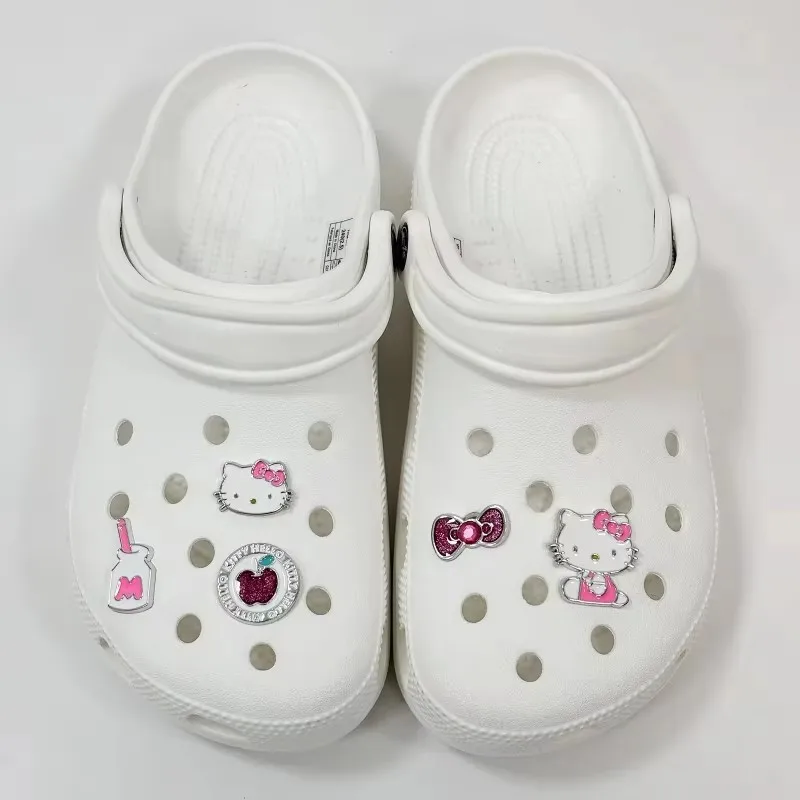 MINISO Metal Pink Hello Kitty Cute Charm Shoe Accessories Girl DIY Detachable Wristband Shoe Buckle Decoration