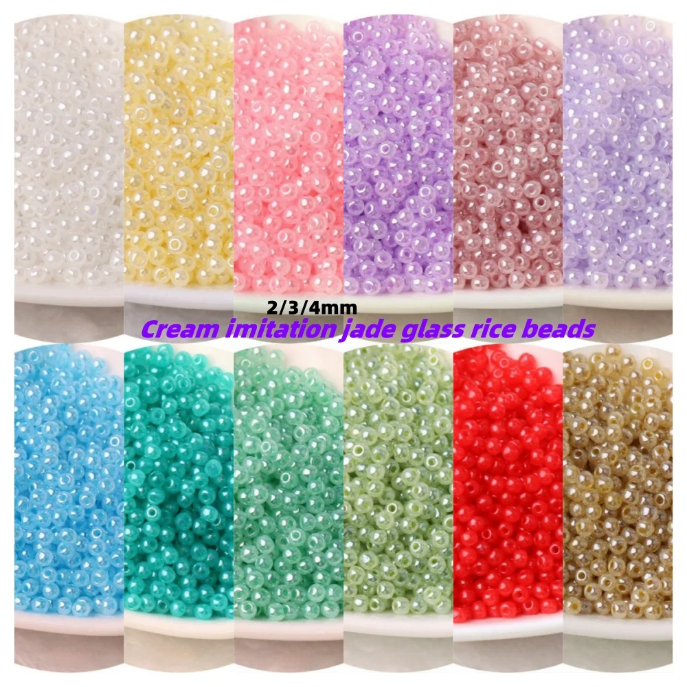 2/3/4mm Imitation Czech Oil Gloss Imitation Jade Ice Seed Glass Rice Beads Super Unified DIY Glass Bead Accessories
