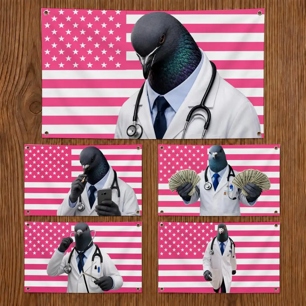 Doctor P-pigeon Cute Flags Durable Outdoor Indoor Festive Decoration Classic Design Wall Room Banner